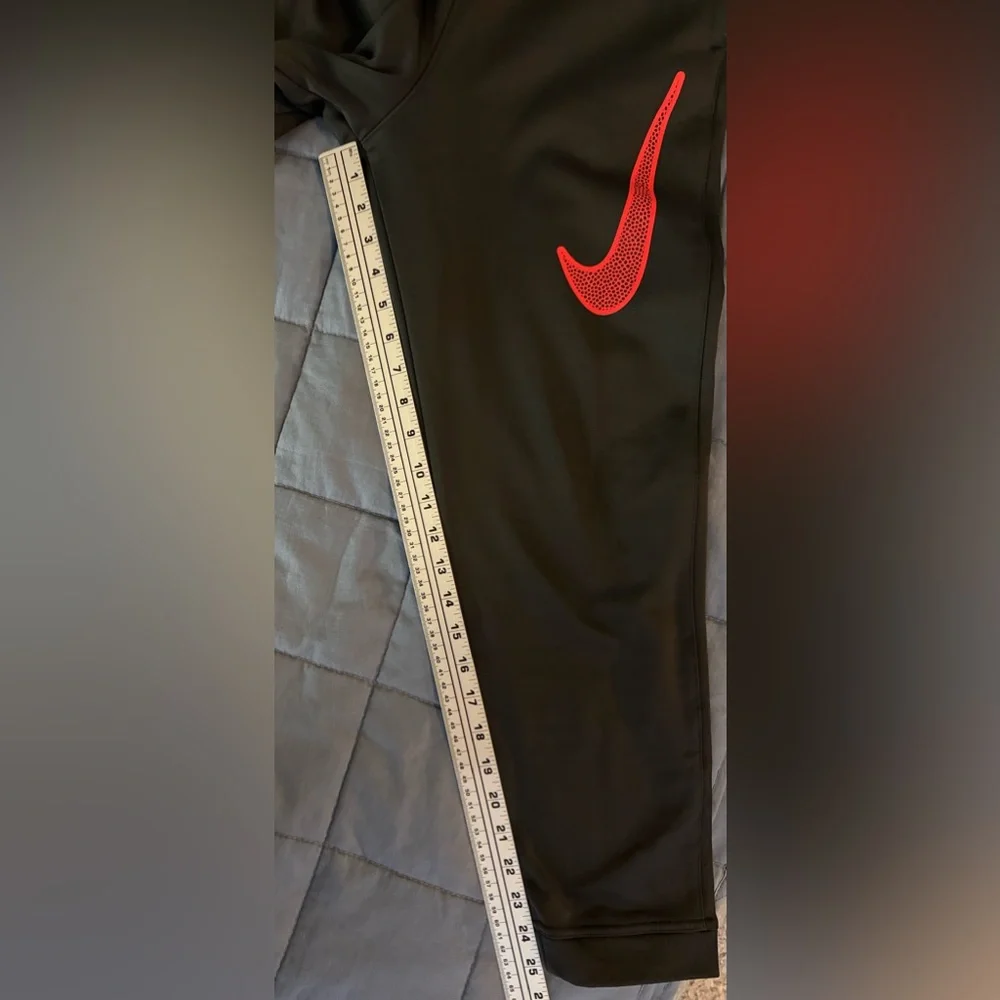 Nike Youth Large Dark Gray Black Jogger Pants Orange Swoosh Athletic - Picture 5 of 13